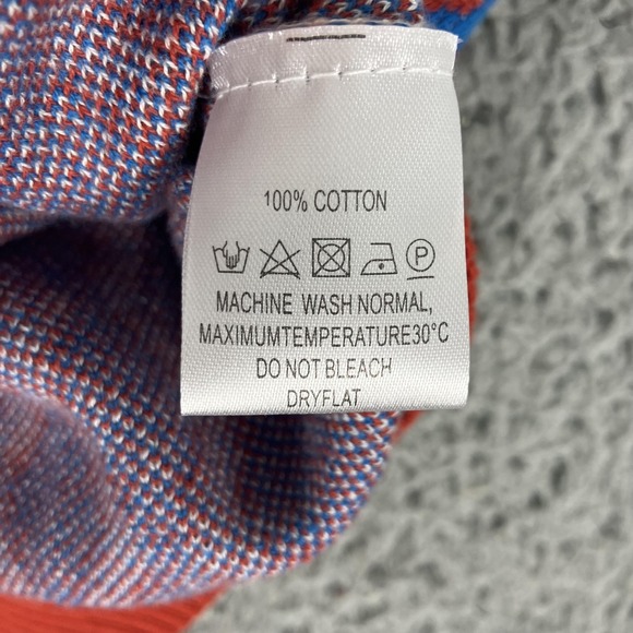 OXKNIT Sweater Womens XL Blue Cotton Retro Cardigan Button Up Knit Geometric - Picture 4 of 7